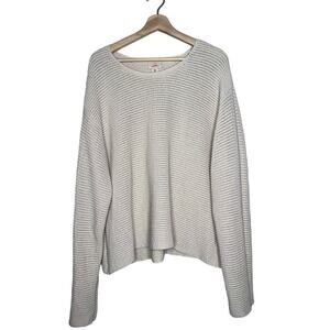 H&M Oversized Silk Blend Knit Crewneck Pullover Sweater Ivory/Cream Size Medium